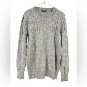 Slate & Stone Gray Wool Cable Knit Crew Sweater M
